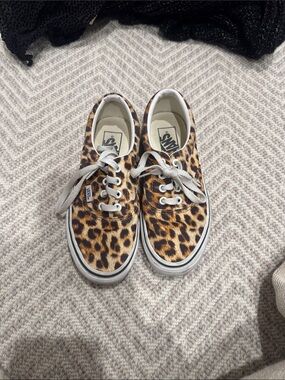Vans Brown and Black Leopard Print Low-Top Sneakers